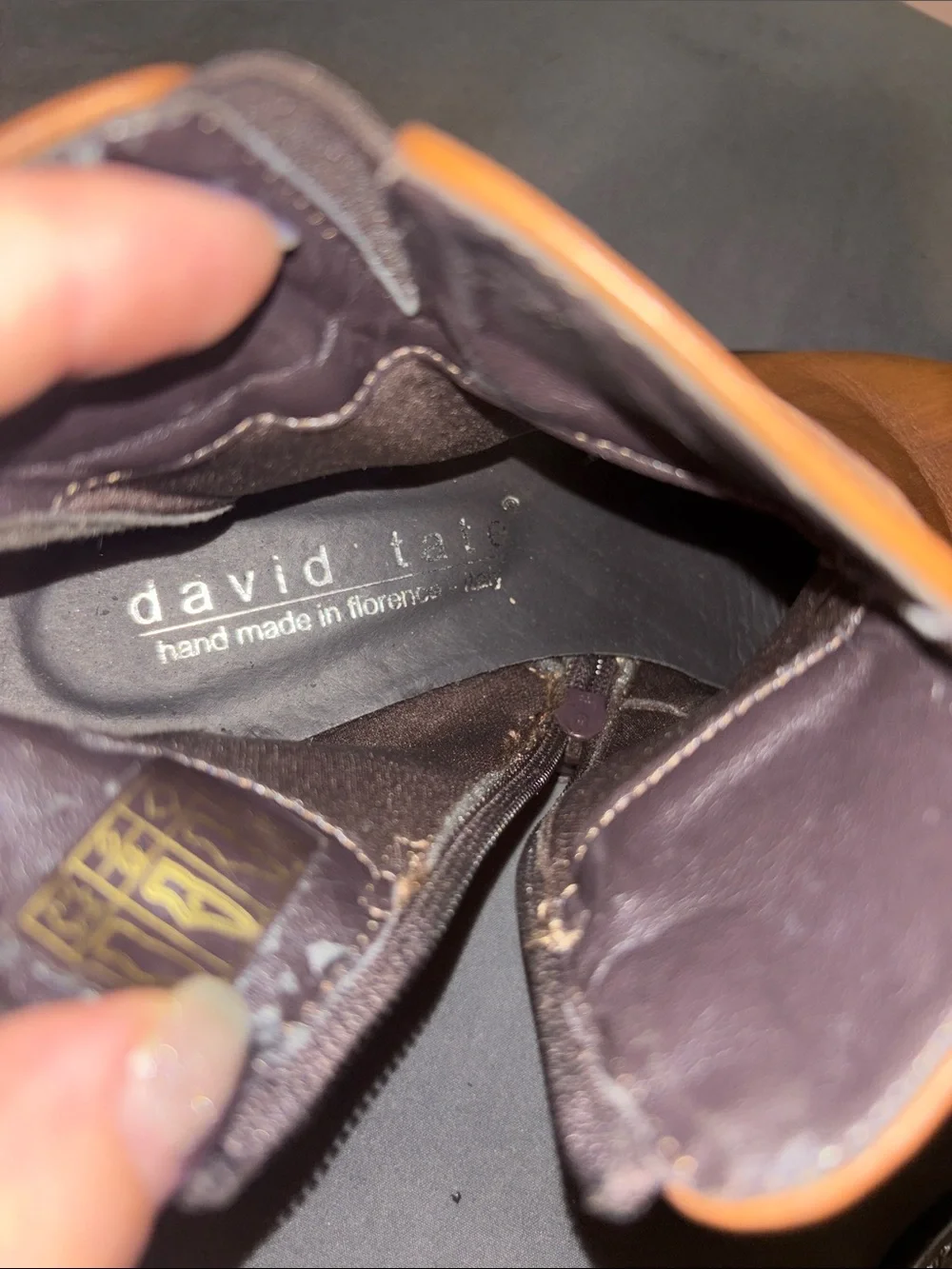 David Tate Cognac Leather Ankle Booties with Buckle